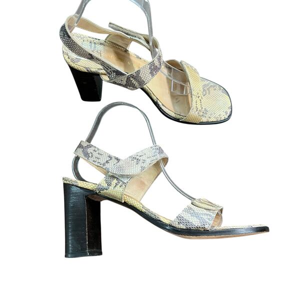 Maggio & Rossetto Snakeskin Leather Made In Italy Block Heel Sandals Wmns. EU 40 - Picture 1 of 13